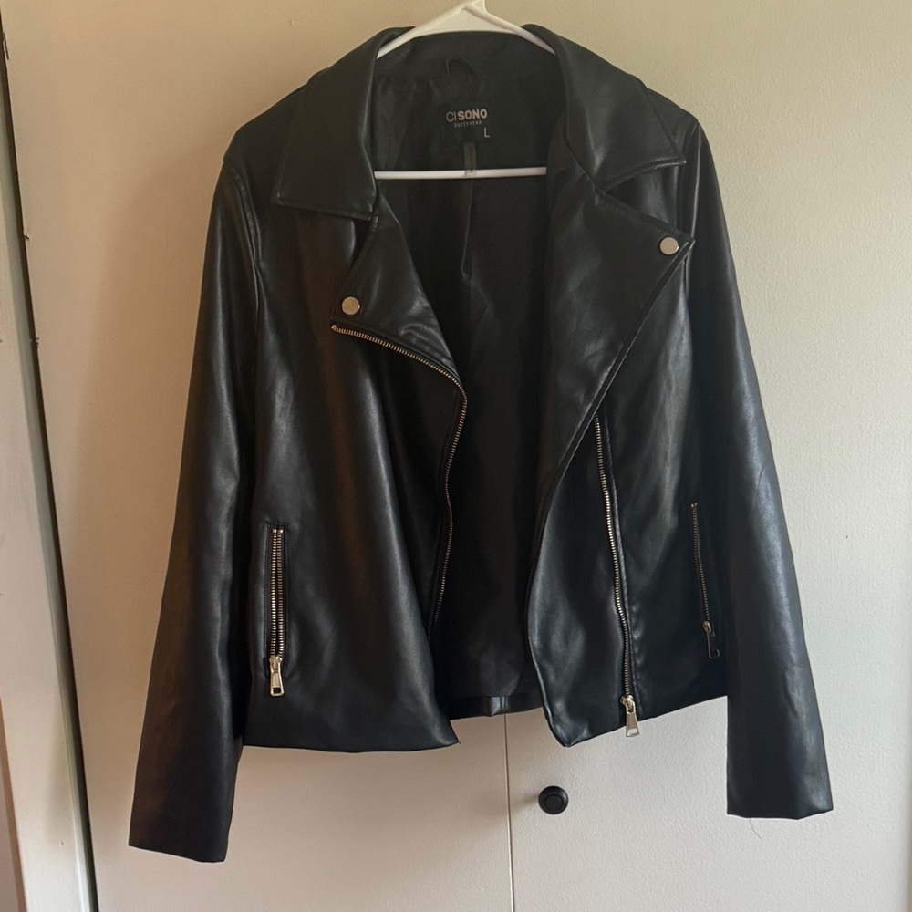 Ci Sono Women's Black Leather Biker Jacket